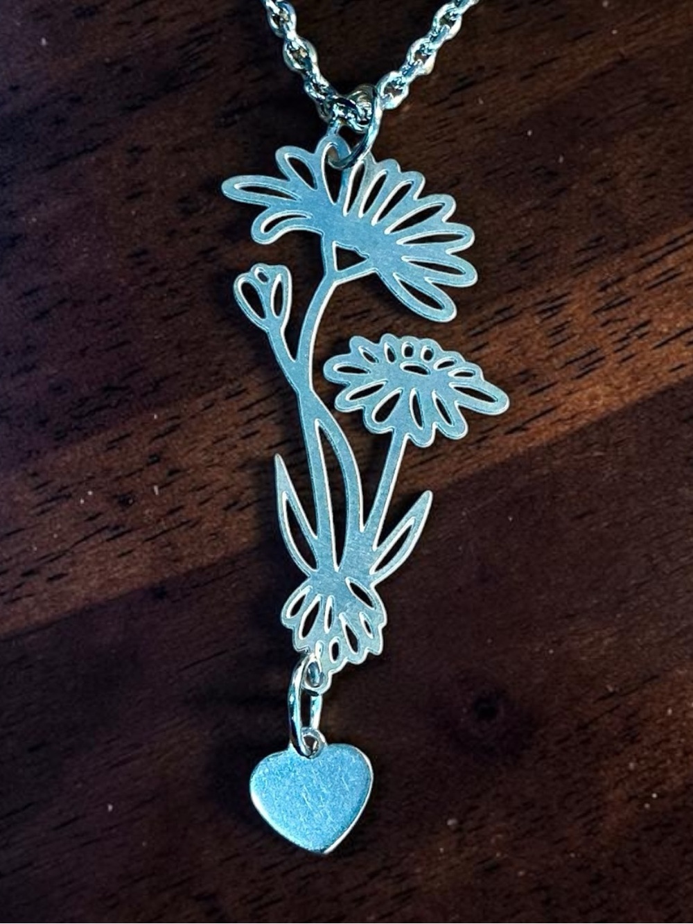 🆕 September Birth Flower ASTER Laser Etched Pendant Necklace